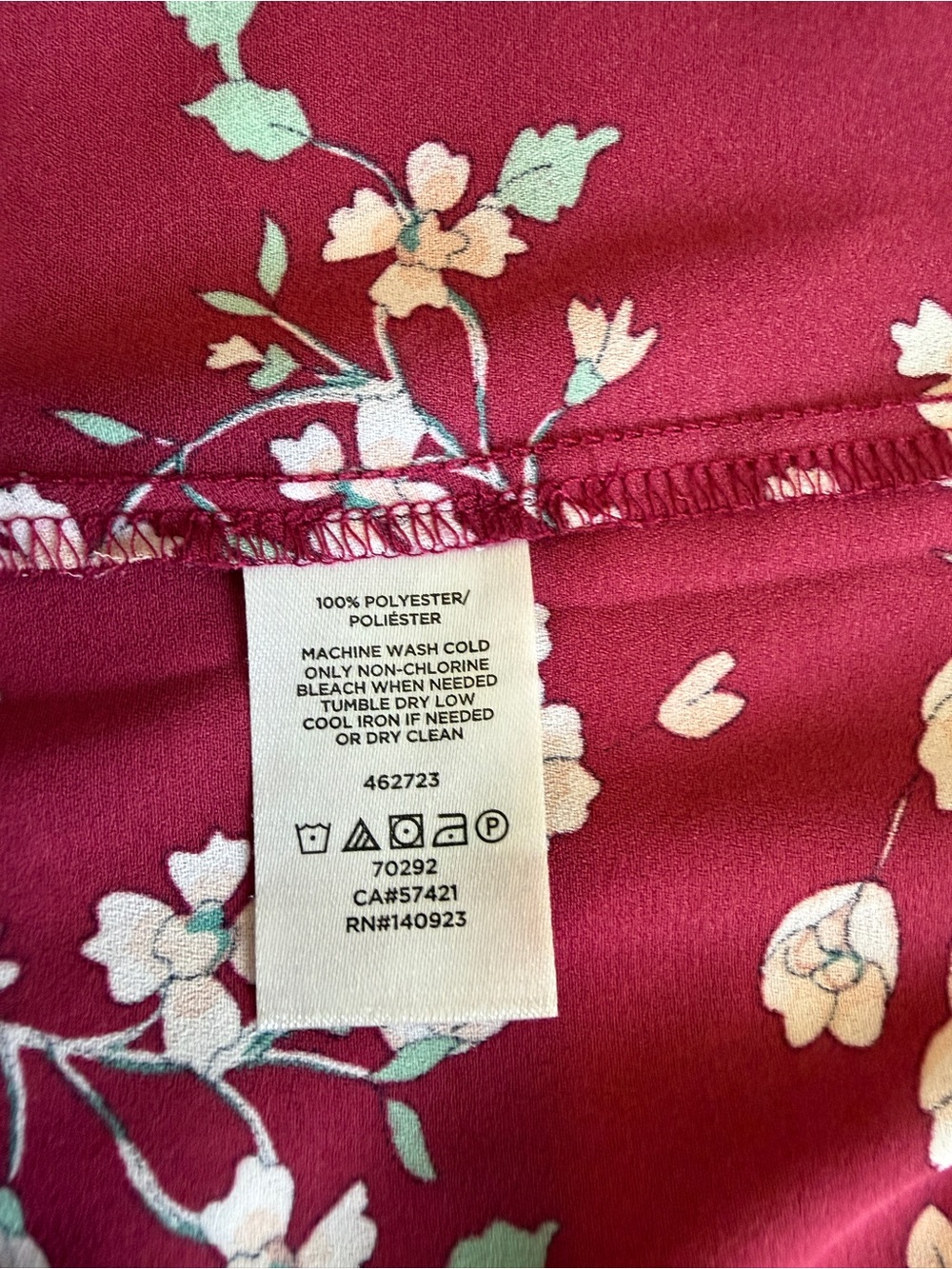 LOFT Berry Floral Blouse with Mint Accents - Picture 9 of 12